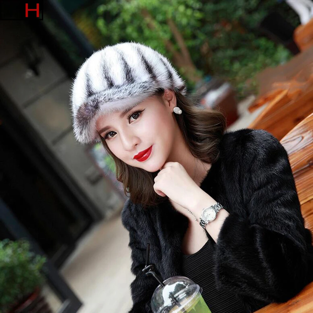 

Winter Women Real mink fur hats winter warm fashion luxury mink fur cap 100%Natural mink fur hat for lady Free shipping
