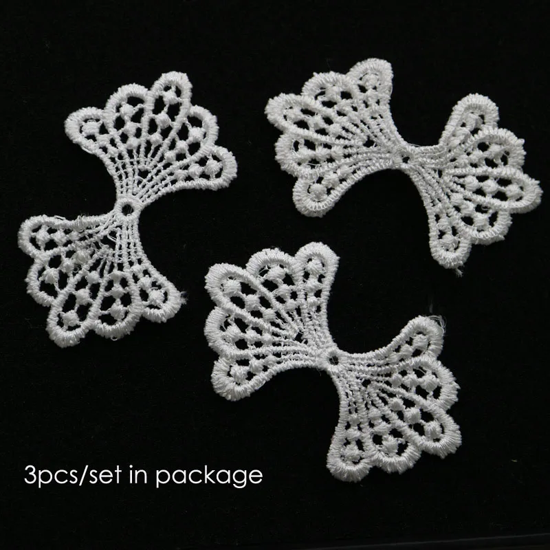 3pc/lot Water-soluble embroidery lace bowknot patches for clothing cute white appliques parche DIY handmade clothes accessories 3pc/lot Water-soluble embroidery lace bowknot patches for clothing cute white appliques parche DIY handmade clothes accessories