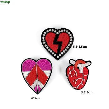 

DIY New High quality 3D Hand embroidered badges Heart Armband applique for Coat Trousers Bag Brooch