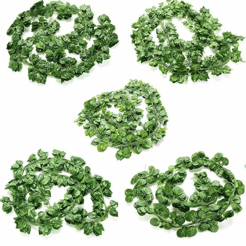 2M 12 piezas decoración del hogar hojas de hiedra artificiales guirnalda plantas vid flores de follaje falso Creeper guirnalda de hiedra verde 2M 12 piezas decoración del hogar hojas de hiedra artificiales guirnalda plantas vid flores de follaje falso Creeper guirnalda de hiedra verde