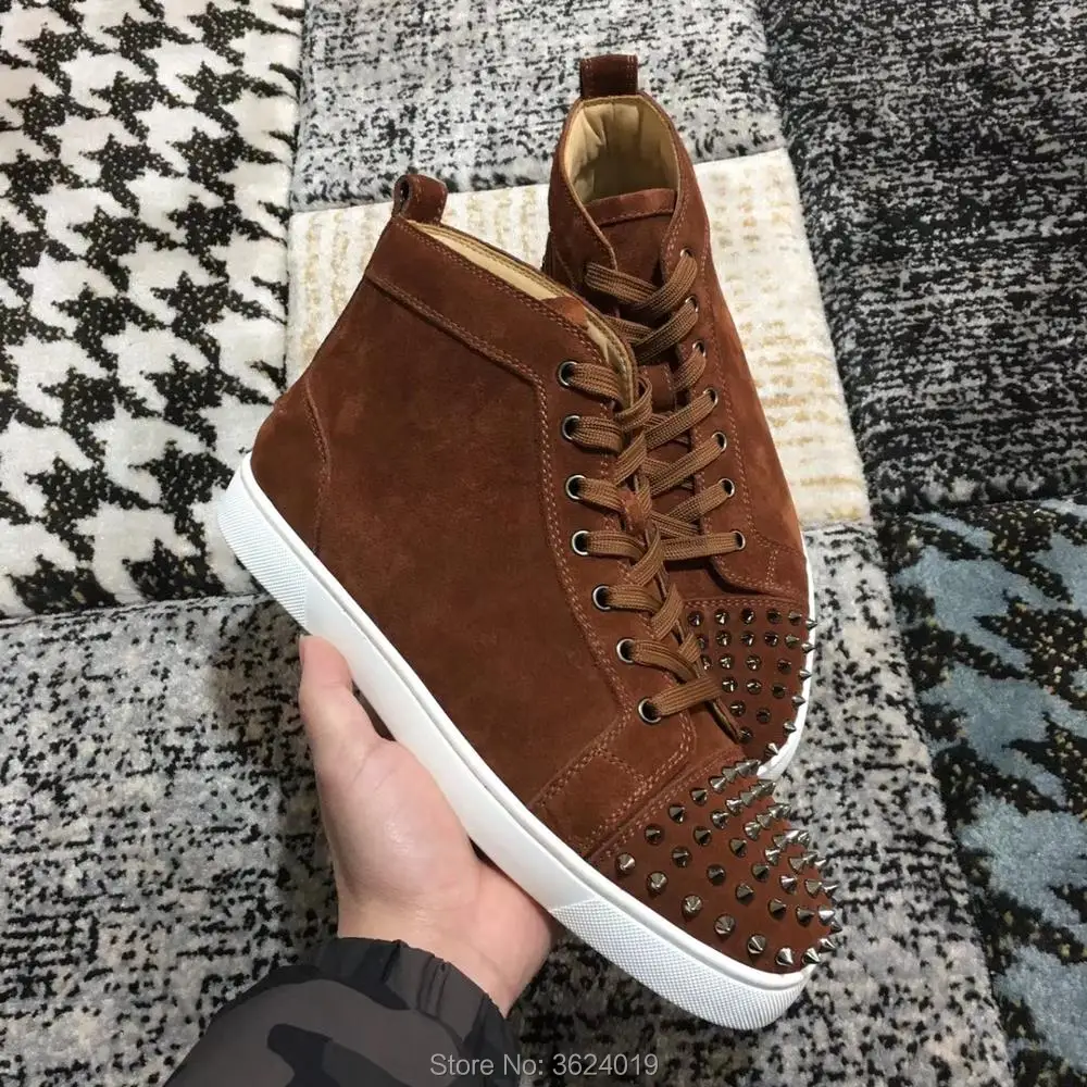 Andgz Hombres Marrón Alta Moda Zapatos Cl Fondo Remaches Casual Holgazán Deporte Frente Chocolate Corte Para Zapatillas Cuero Plano De Fiesta Encaje Rojo wqqFpEZxr