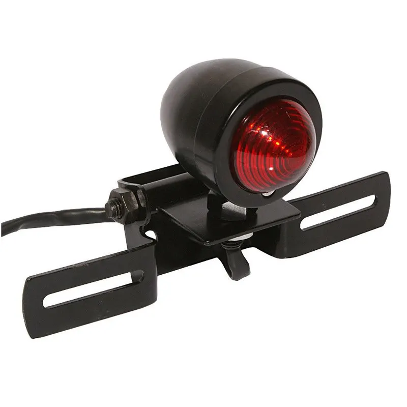 

Bullet Motorcycle Rear Light Stop Tail Lamp For Harley Bobber Cafe Racer Custom Brake Motos Bulb+Plate For Suzuki Kawasaki