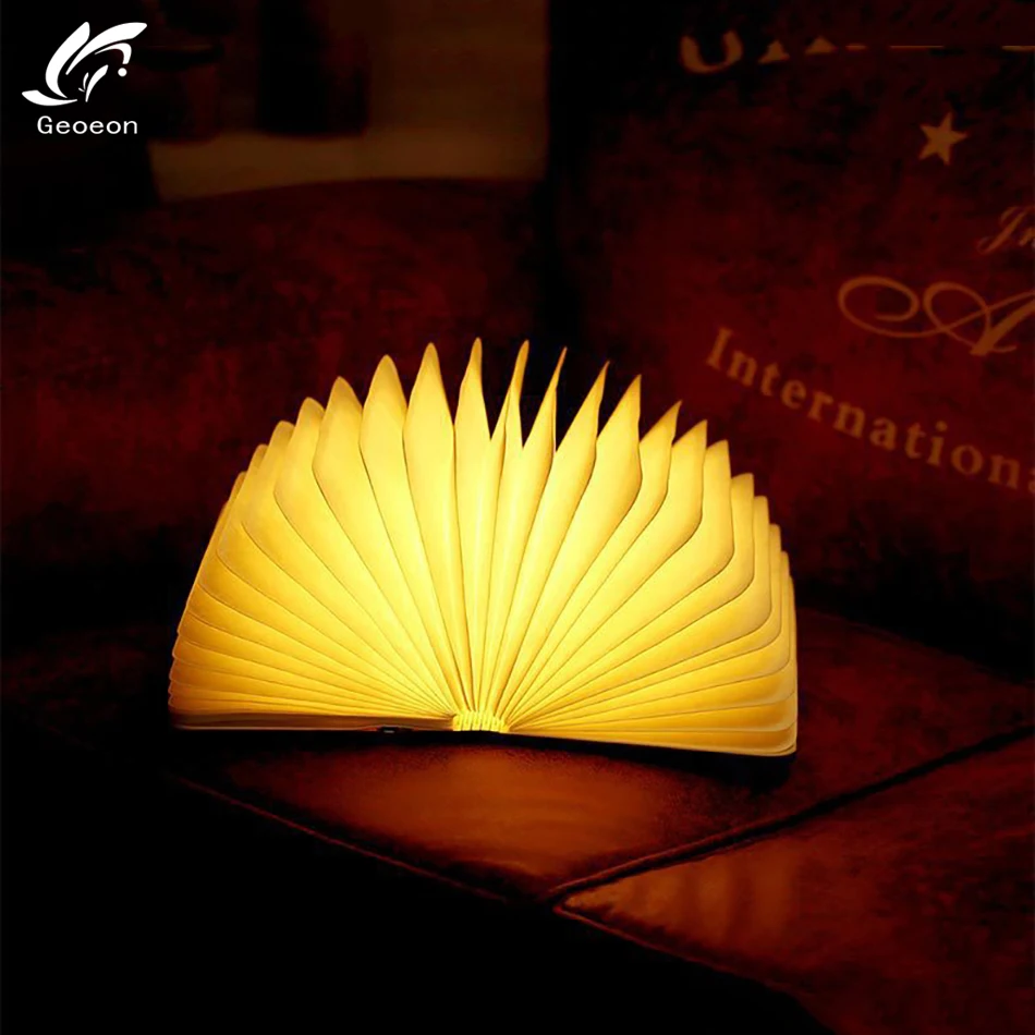 

Geoeon Portable LED Bluetooth Speaker Book Light USB Rechargeable Magnetic Foldable Wooden Night Light A536