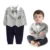 Meninos Roupas de bebê Primavera Outono Bebê Recém-nascido Cavalheiro falso 2 pcs Roupas Romper Manga Longa com Gravata borboleta Terno de Bebes traje