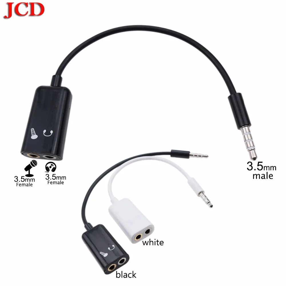 JCD New 3.5mm Double Jack Headphone Splitter Microphone Audio Adapter 2