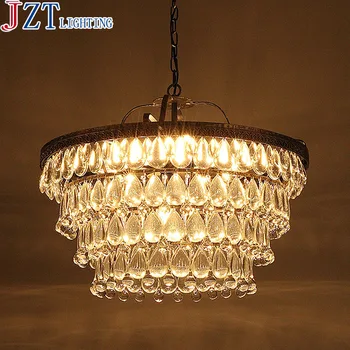 

Z Boreal Europe Style Crystal Lighting For Bedroom Foyer Iron retro Dining Room pendant lights Modern Simple With E14 LED Bulbs