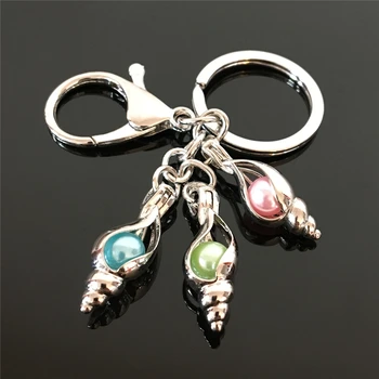 

Silver Conch Ribbon Twist Pearl Cage Fragrance Diffuser Lockets Pendant Key Chain Aromatherapy Essential Oil Diffuser Key Rings