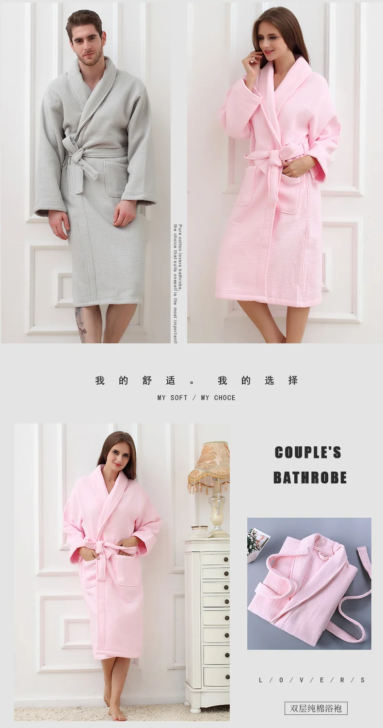 Bath Robe Men warm Cotton Robes For Men Dressing Gown Bathrobe Towel Fleece Men Bathrobe Men's Robes Kimono Robe White Pink