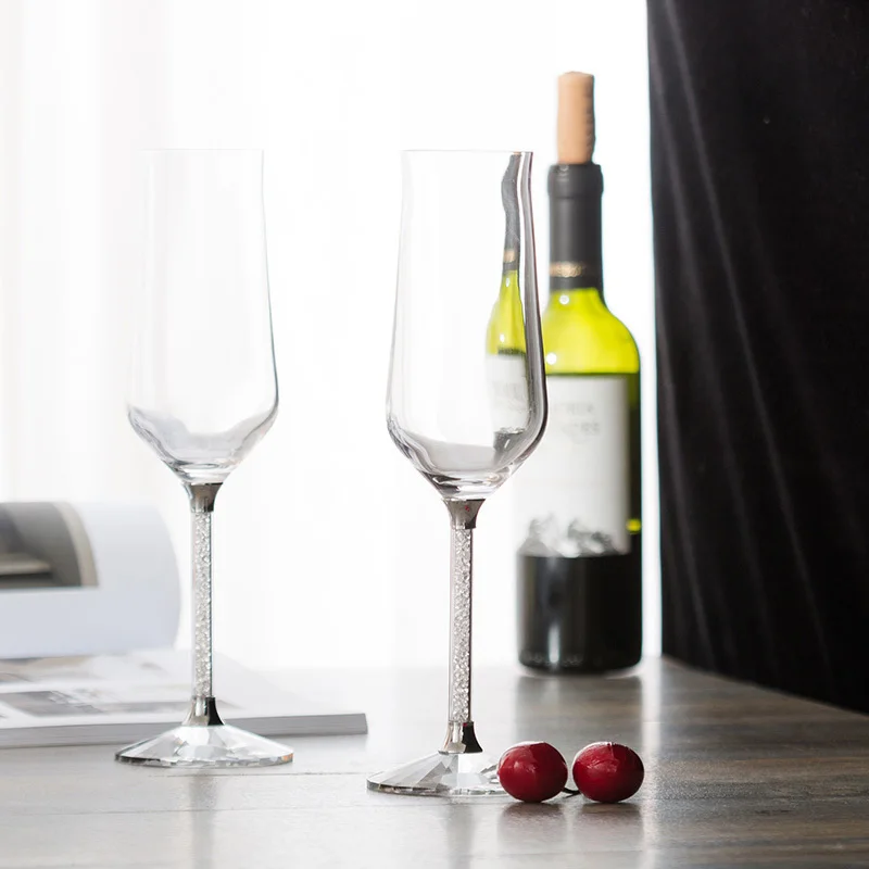 GFHGSD шампанское стеклянные фужеры идеально подходит для свадебных подарков, комплект из 2 предметов, роскошные K9 с украшением в виде кристаллов Свадебные бокалы и вино Стекло es RFG102
