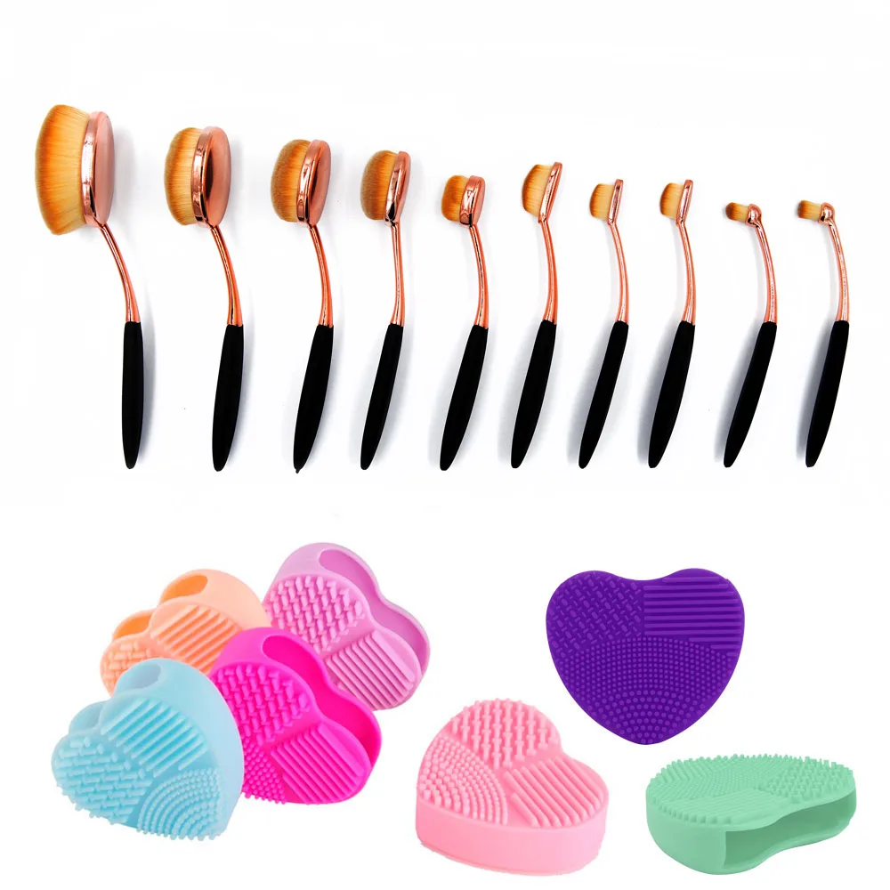 

11pcs/lot Powder Foundation Blusher Lip Makeup Brushes Pincel Maquiagem Cosmetic Tools Wash Brushegg Cleaner Kit Blending Set