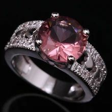 Gleaming Multigems Pink Cubic zirconia Great Shape 925 Sterling Silver Trendy Women’s Party Jewelry Rings Size 6 7 8 9 S1507
