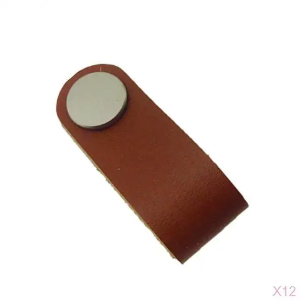 12x Handmade Leather Suitcase Handle Drawer Cabinet Leather Handle Pulls Knob