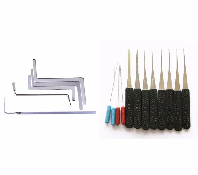 

Locksmith 2 In 1 Set ,5pcs Tension Tools ,HUK Black 12pcs Broken Key Extractor Tools