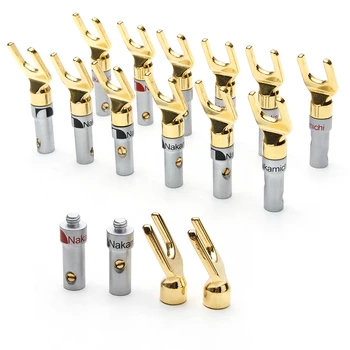 

YT Gold Plated Copper Y/U- type Screw Banana Plug 12pcs Audio Speaker Cable For Amplifier Cable Wire Adapters Audio Connector