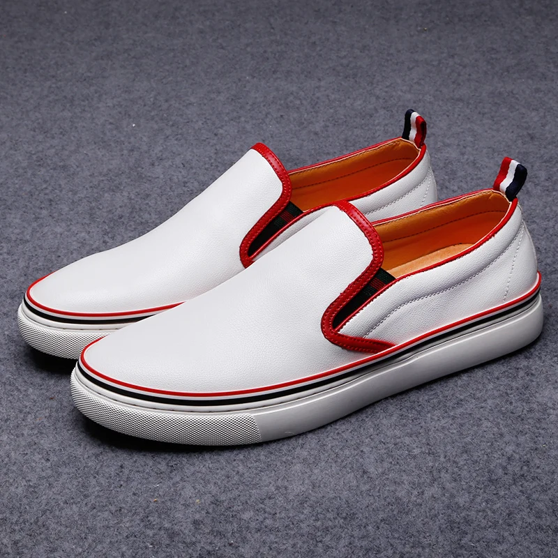 usa Male shoes genuine leather shoes lazy pedal men's casual white ...