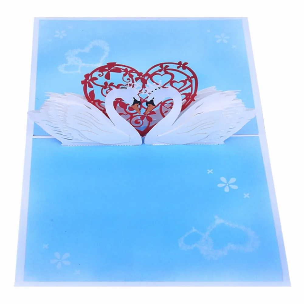  3D Pop Up Swan Greeting Cards Birthday Wedding Valentine Anniversary Invitations - 32916234619