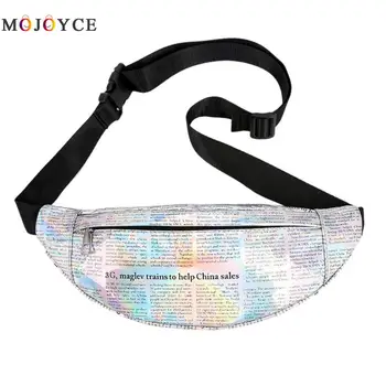 

Newspaper Printed Pocket Women Waist Bag Summer Letters Chest Belt Bag Fashion Ladies Fanny Pack
