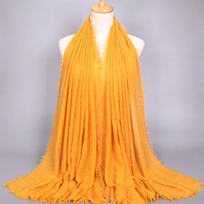 Pleated cotton monochrome ethnic wind cotton linen hair scarf female scarf shawl hijab