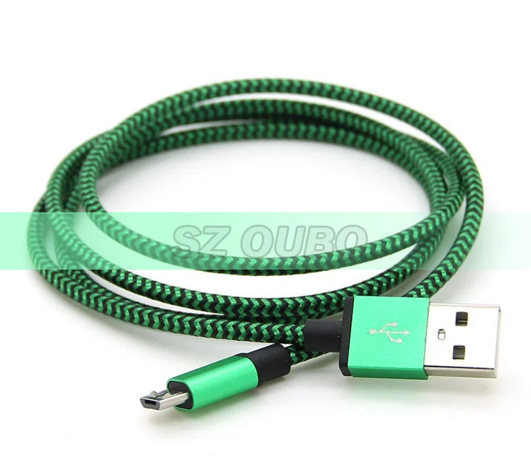 2016 new dual color metal interface nylon data sync mirco usb cable usb charging chargers for Samsung S6 phones (4)