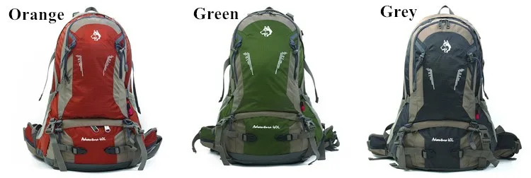 Средней мощности 40L зеленый/оранжевый/серый нервущийся нейлон Пеший Туризм рюкзак Открытый спорт, кемпинг рюкзаки