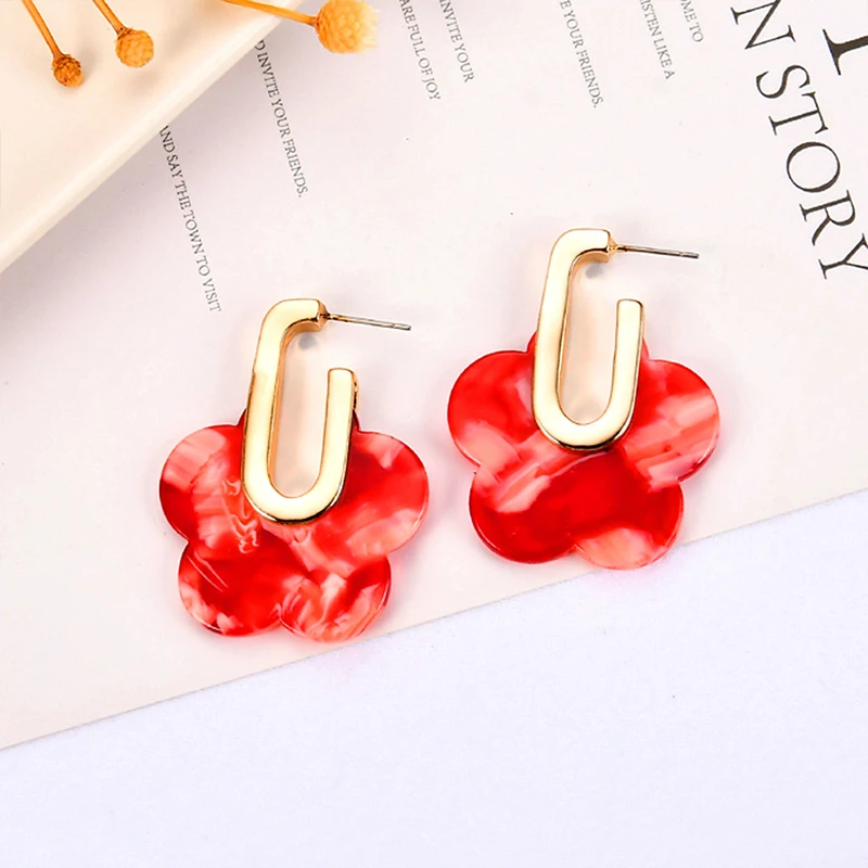 

MODEBOX Flower Acrylic Earrings Muti-Color Elegant Earrings Statement Earring For Gift Women Girls