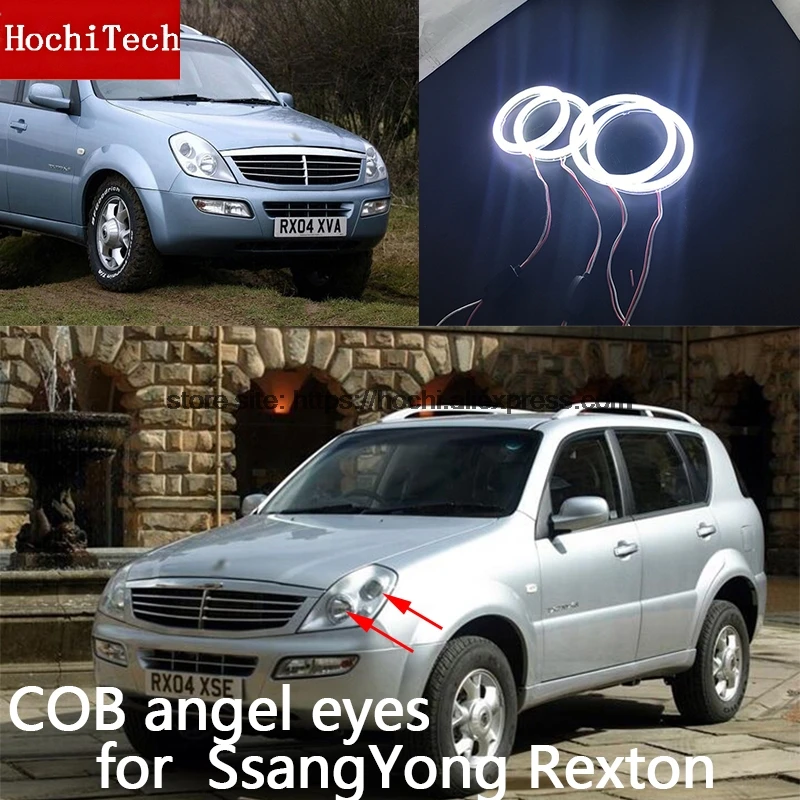 Для Ssangyong Rexton 2003 2004 2005 COB Светодиодный дневной светильник Белый Halo Cob Led Ангельские Глазки кольцо без ошибок ультра яркий