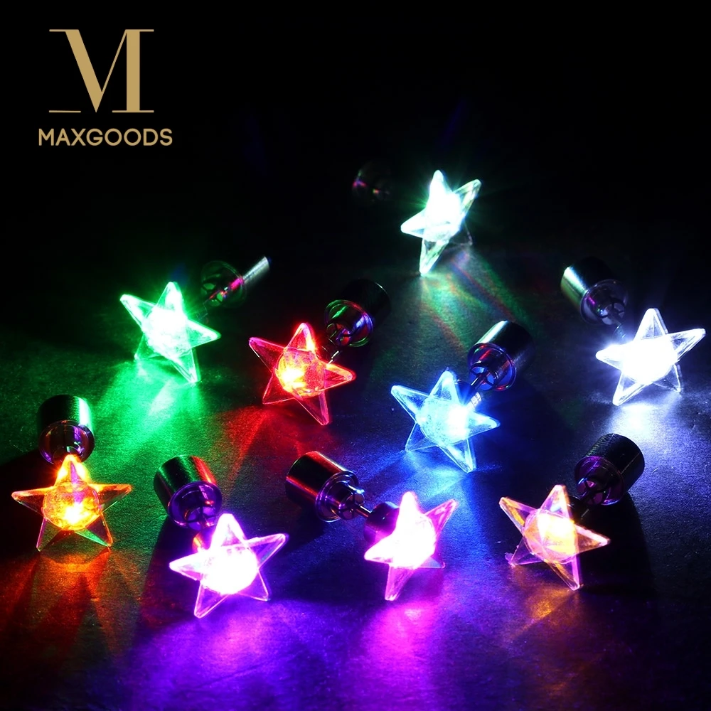 1 пара LED серьги свет яркий Серьги-гвоздики звезды, светящиеся стержня уха для DJ Танцевальная Вечеринка бар девушка