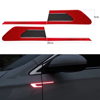 

2Pcs/Set Car Reflective Safety Warning Strip Tape Car Bumper Reflective Strips Secure Reflector Stickers Decals