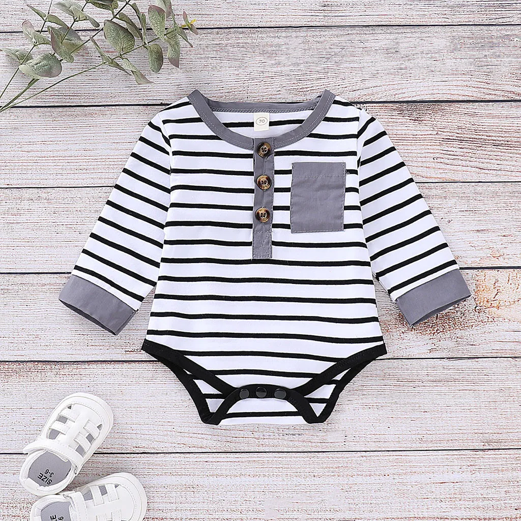 

Infant Toddler Baby Girl Boy Long Sleeve Stripe Romper Jumpsuit Clothes clothes