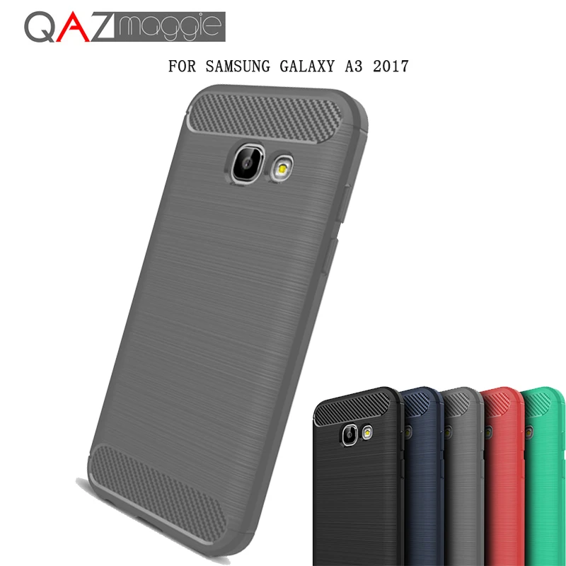 

QAZ Maggie Case for Samsung Galaxy A3 2017 A320F Silicone Soft TPU Brushed Carbon Fiber Texture Cover sfor Samsung A3 2017 Case