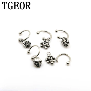 

Free shipping 20pcs 1.2*10*3mm surgical stainless Steel circular barbell piercing dangle skull piercing horseshoe ring