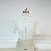 Хорошее качество реальные фотографии Высокая шея Кружева женское платье Болеро Индивидуальные аппликации кружева свадебные куртки накидка Свадебная
