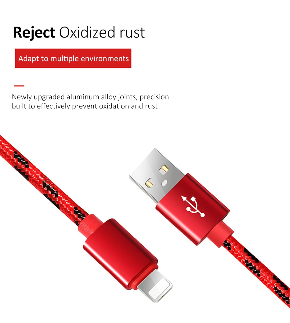  Nylon USB Charge Cable Fast Charging 8 Pin For iPhone X 8 7 6 6S 5 5s Se Plus For iPad Mini Lighting Charger Cables 1M 2M (3)