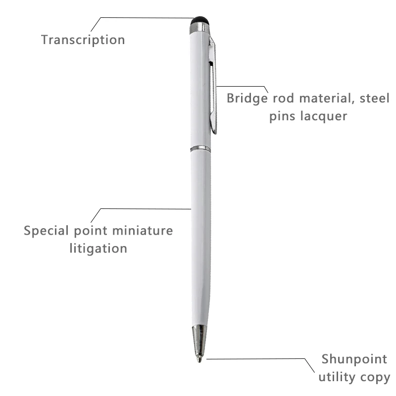 2 в 1 шариковая ручка емкостный сенсорный экран Стилус для iphone samsung Xiaomi Huawei; Lenovo ipad планшет телефон активный стилус