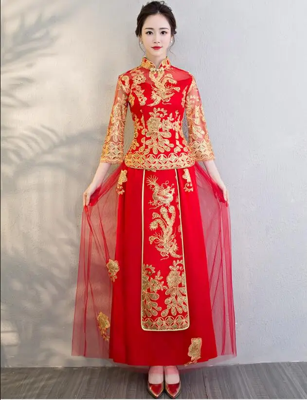 Китайское свадебное платье Феникс шоу Тан