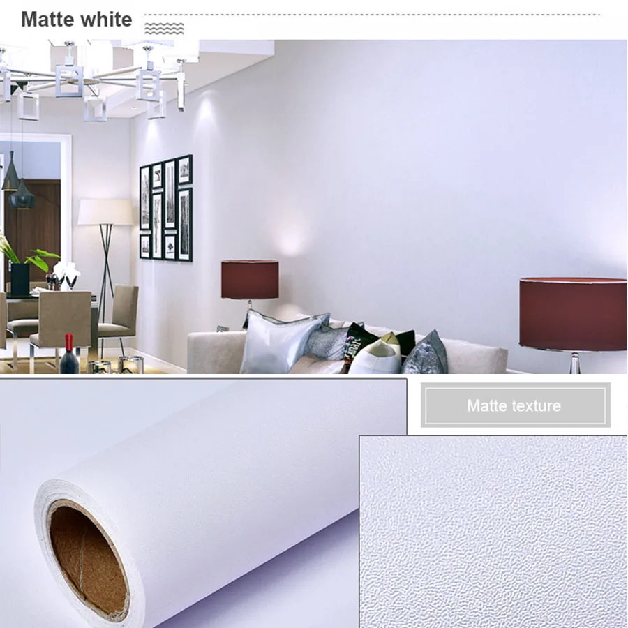Современный Стиль Серый магазин одежды самоклеющиеся обои для гостиной настенные наклейки домашний декор сплошной цвет водонепроницаемый стикер на стену - Цвет: Matte white