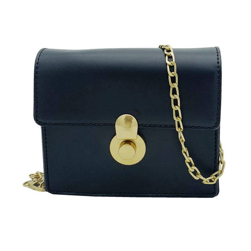 

KYYSLO Locked Girl Texture Chain Small Square Bag Wild Nature PU Leather Korean Version Of Wild Women Shoulder Messenger Bag