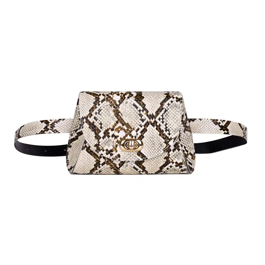 Snake Print Waist Fanny Pack Shoulder Chest Handbags Women/'s PU Cross-body Bags