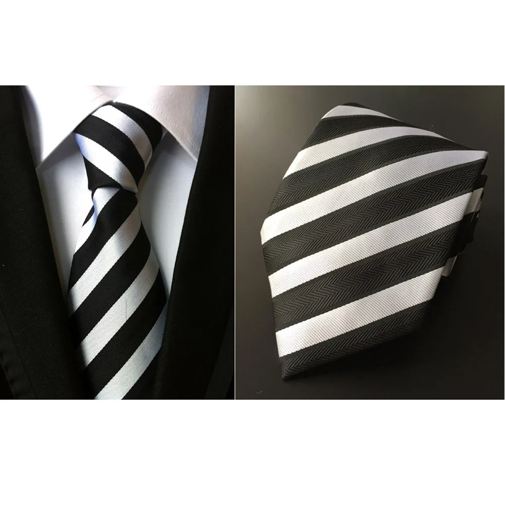 Мужские жаккардовые галстуки в полоску 8 см, Элегантные галстуки из полиэстера HZTIE0030