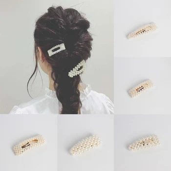 

1PC 6 Styles Women Stylish Metal Full Pearl Hairpins Lady Simple Hair Clips Barrettes Headwear Hair Styling Tools Accessories