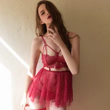 Новая сексуальная ультра-пижама из тонкой ткани женские ресницы кружева ажурные перспектива тонкие ремни ночная рубашка комплект белье обтягивающее мини-платье комплект