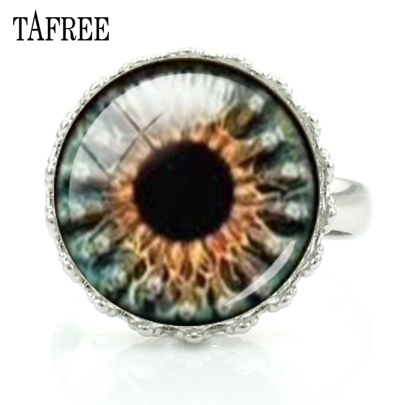 Buy TAFREE Fashion Dark eye Colorful pupil women ring glass cabochon evil eye