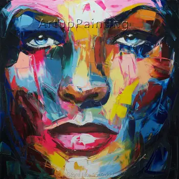 

Palette knife painting portrait Palette knife Face Oil painting Impasto figure on canvas Hand painted Francoise Nielly 13-27
