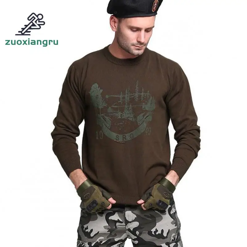 

Zuoxiangru Tactical Mens Sweater Winter Autumn 100% Cotton Military Army Loose Knitted Sweater Male Pullover Male Pull Homme