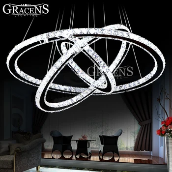 

Best Selling LED Crystal Ring Chandelier Lighting lanterna Modern LED Strip Lusters luces led decoracion For Living room Bedroom