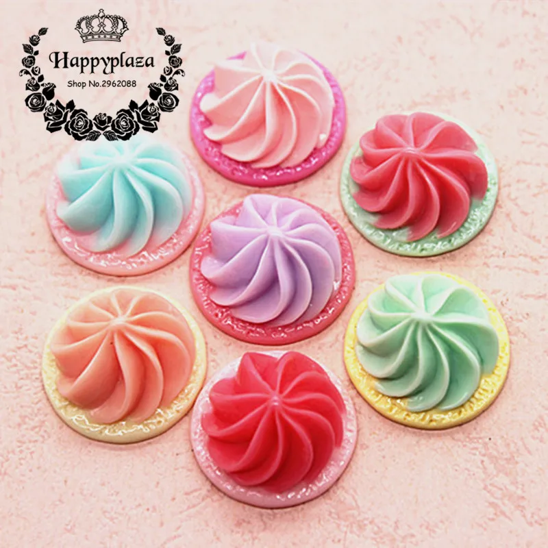 

10pcs Cute 3D Resin Fake Ice Cream Dessert Flatback Cabochon Accessories DIY Craft Decoration,24*14mm