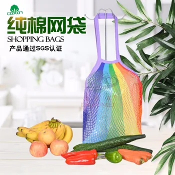 

Colorful New Mesh Bag String Shopping Bag Reusable Fruit Storage Handbag Totes Women Shopping Net Bag Shopper Bag Cotton Woven