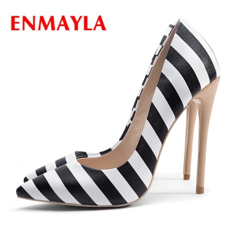 

ENMAYER Synthetic Pointed Toe Casual Slip-On Women Shoes High Heel Pumps Sapato Feminino Size 34-43 ZYL2160
