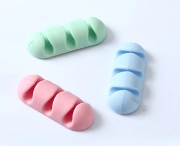 

200pcs/lot Cable Organizer Silicone USB Cable Winder Flexible Cable Management Clips Cable Holder For Mouse Headphone Earphone
