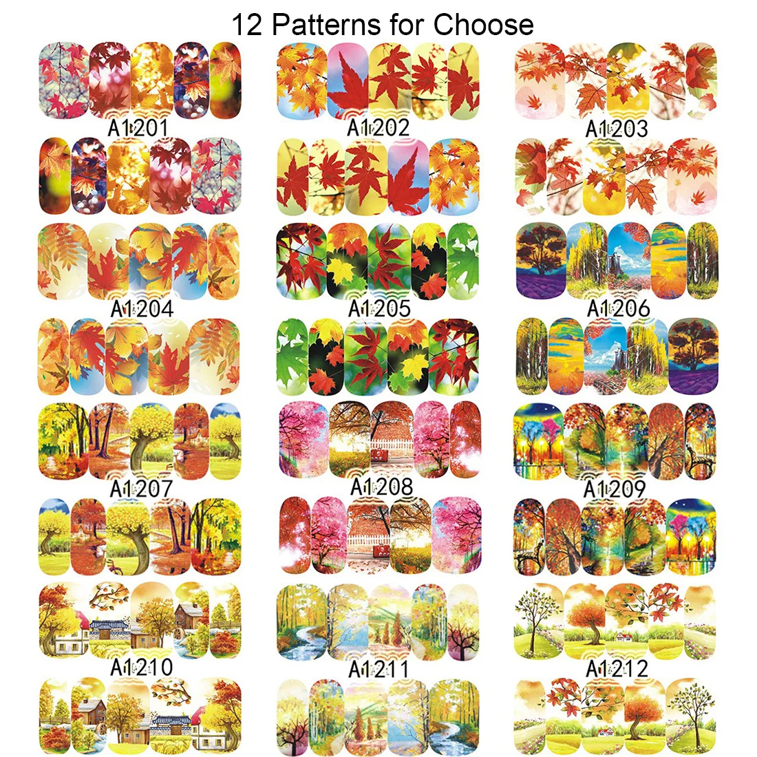 

Nail Accessoires Transfer Water Decals Nail Art Decoration 1 Small Sheet Late Autumn Landscape Nail Sticker Maple leaves